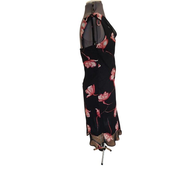 Blind date Y2k dress asymmetrical small black pink midi - Picture 3 of 7